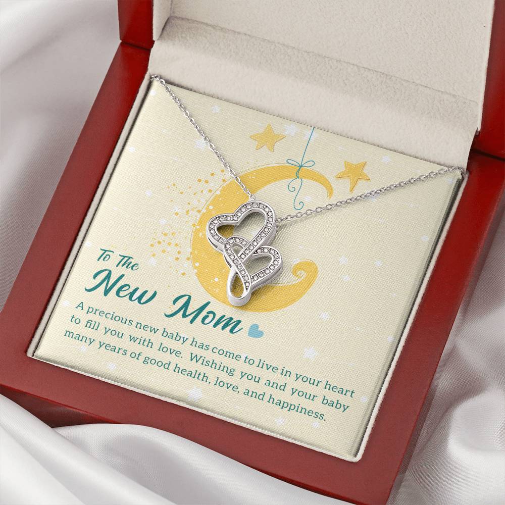 To The New Mom - A Precious New Baby - Double Hearts Necklace