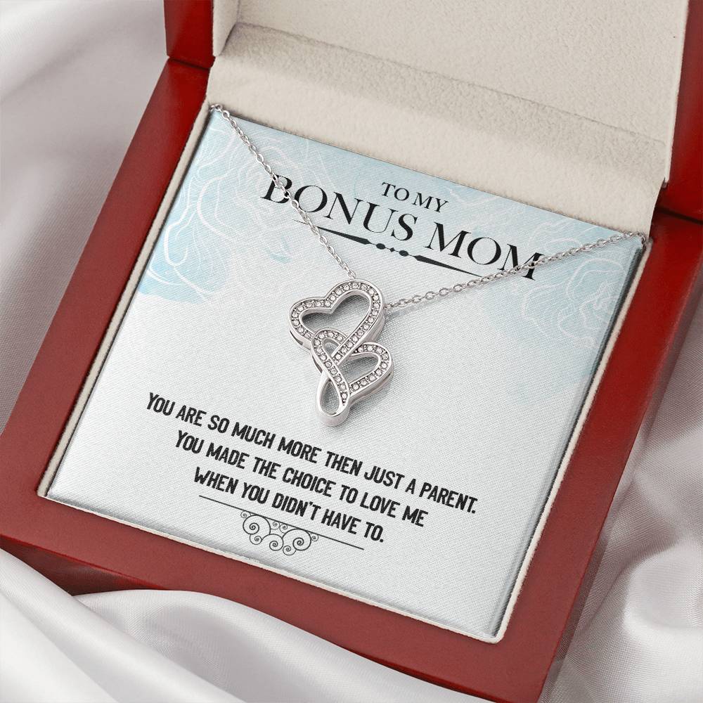 To My Bonus Mom 1 Double Hearts Necklace