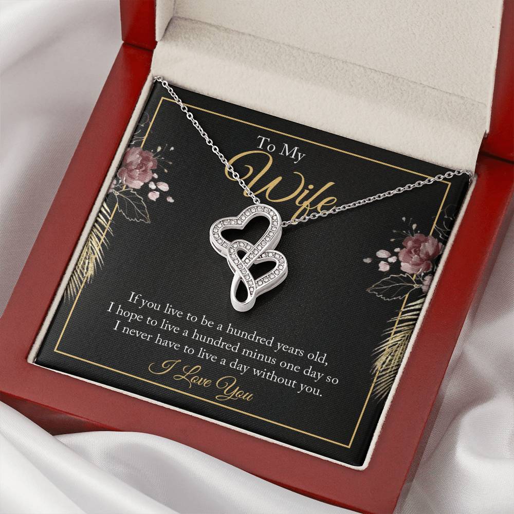 To My Wife - I Love You - Double Hearts Necklace