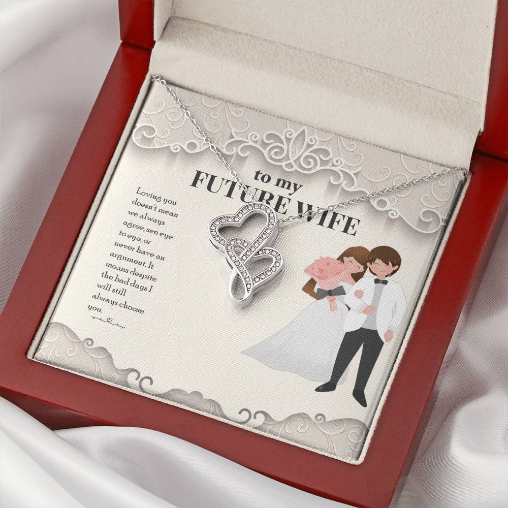 To My Future Wife Necklace - Two Hearts For Wife - Romantic Fiancee Jewelry Necklace For Fiancee Engagement Gift For H Double Hearts Necklace