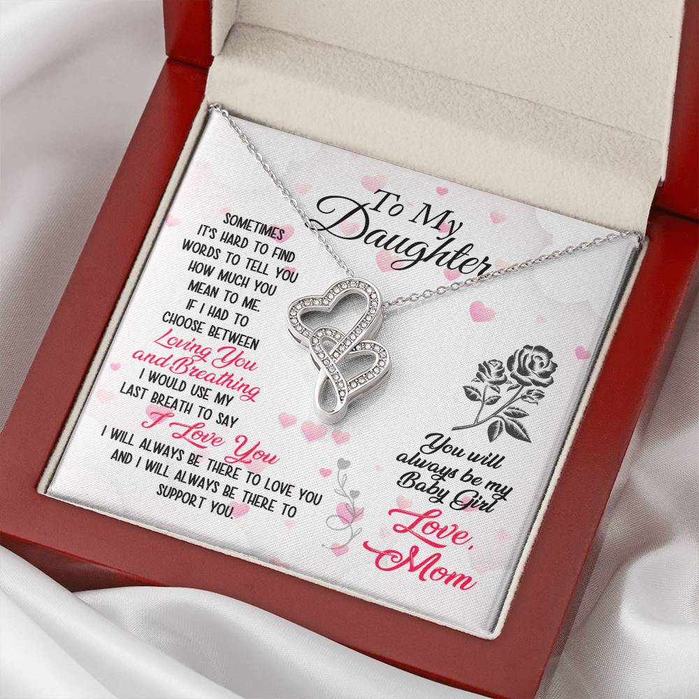 To Daughter From Dad 2 Double Heart Necklace Gift - Mother And Daughter Necklace - Mom Gift - Mother Jewelry - Daught 2 Double Hearts Necklace
