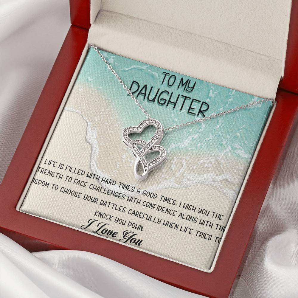 To My Daughter Necklace - Mom To Daughter Double Heart Necklace Gift - Mom And Daughter Always Remember Gift From Mom 5 Double Hearts Necklace