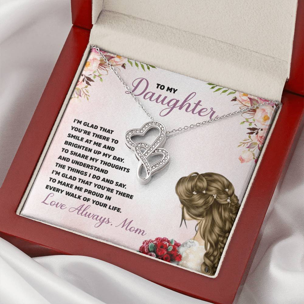To My Daughter - Gift Double Hearts Necklace