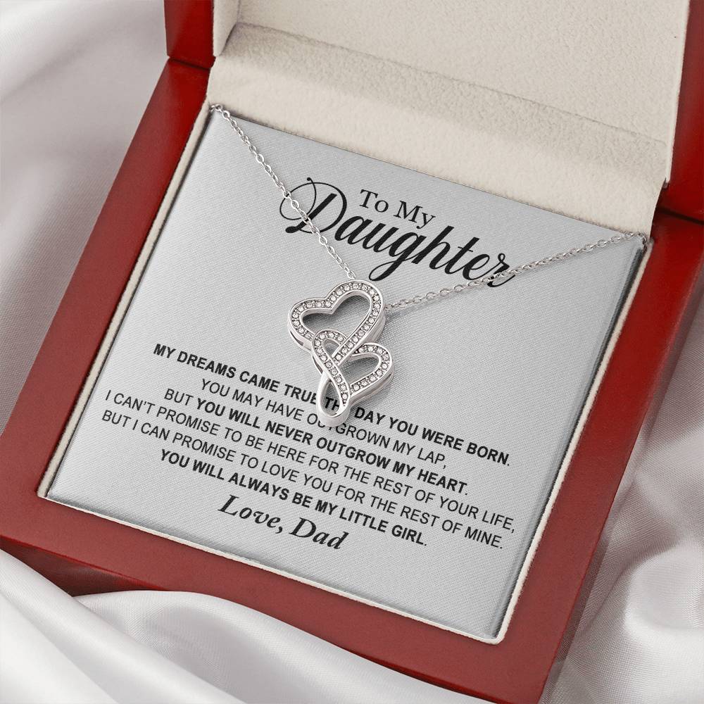 To My Daughter - You Will Always Be My Little Girl Necklace - Father Daughter Necklace Father To Daughter Birthday Gif 1 Double Hearts Necklace