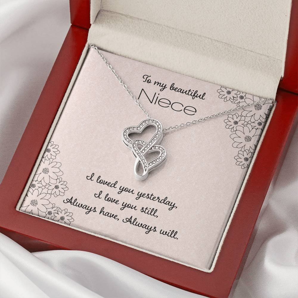 To My Beautiful Niece Double Hearts Necklace