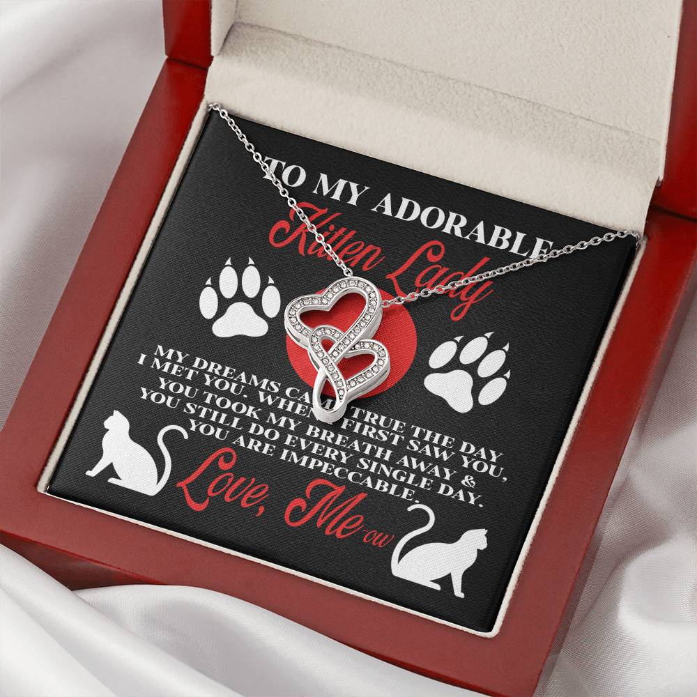 Gift For Her Kitten Lady My Dreams Came True The Day I Met You Double Hearts Necklace