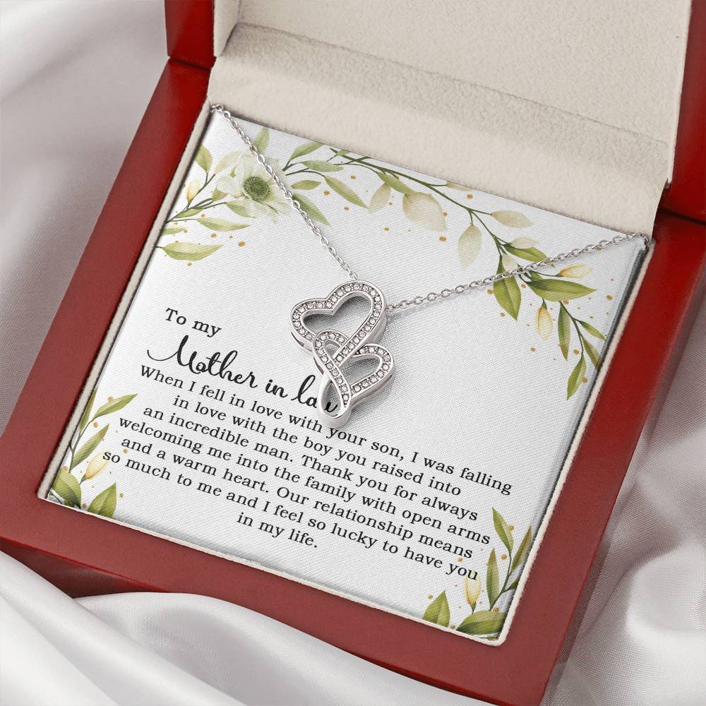 To My Mother In Law When I Fell In Love With Your Son 1 Double Hearts Necklace