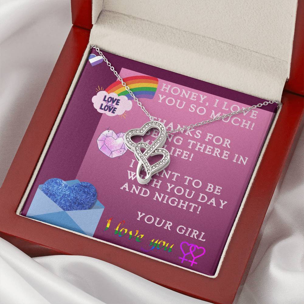 Love Gifts Jewellery Girl To Girl Double Hearts Necklace