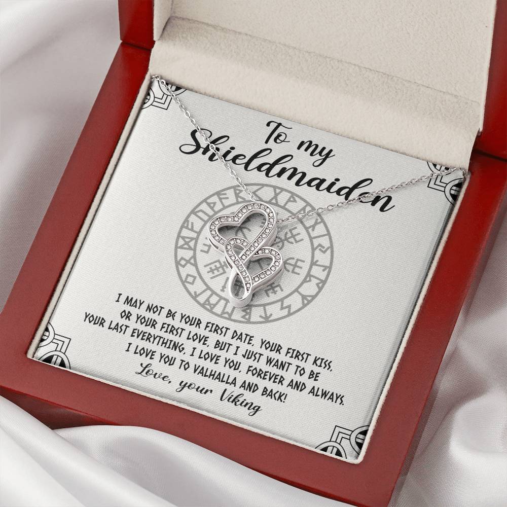 To My Shieldmaiden Necklace - Love Your Viking - Shieldmaiden Jewelry Shieldmaiden Necklace Pendant Nordic Necklace N Double Hearts Necklace