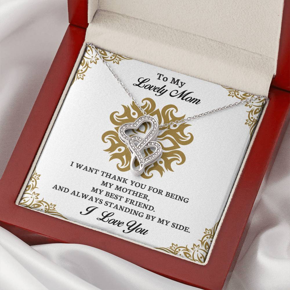 To My Mom - I Want Thank You - Double Hearts Necklace