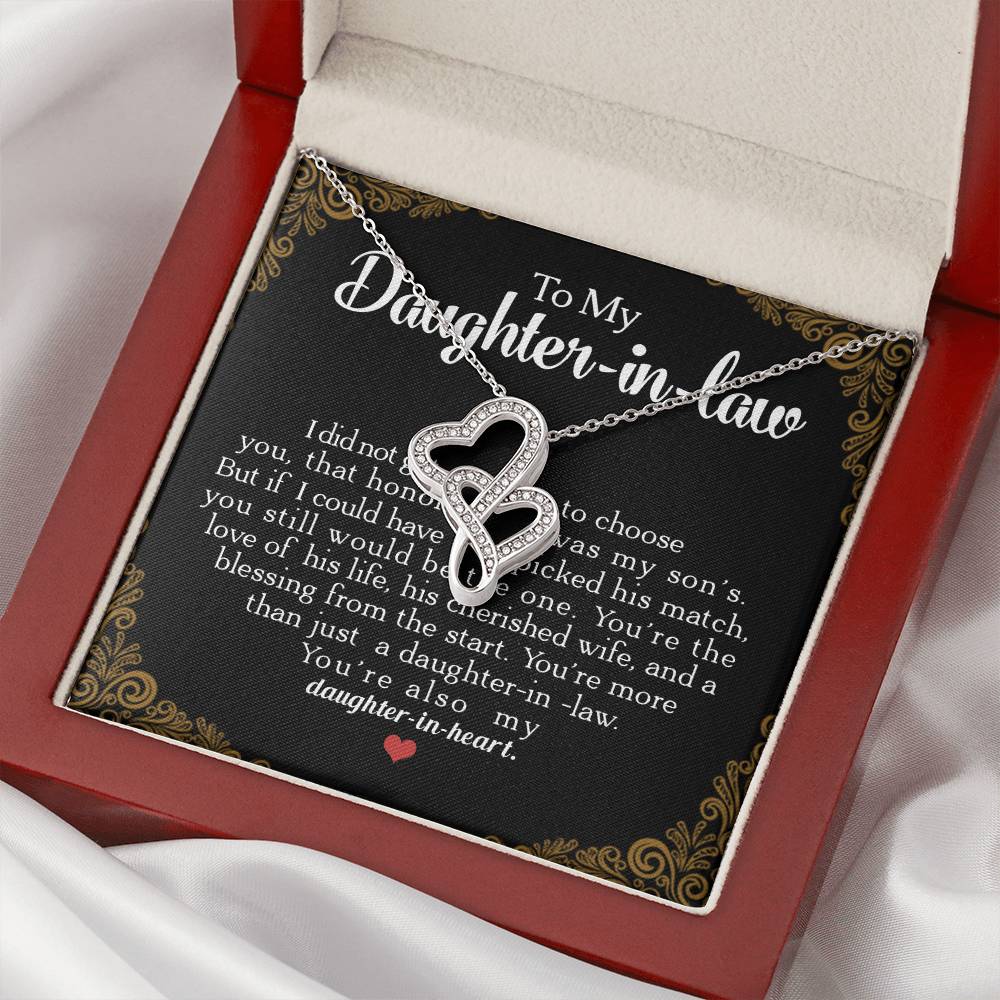 To My Daughter-In-Law You're Also My Daughter In Heart Double Hearts Necklace