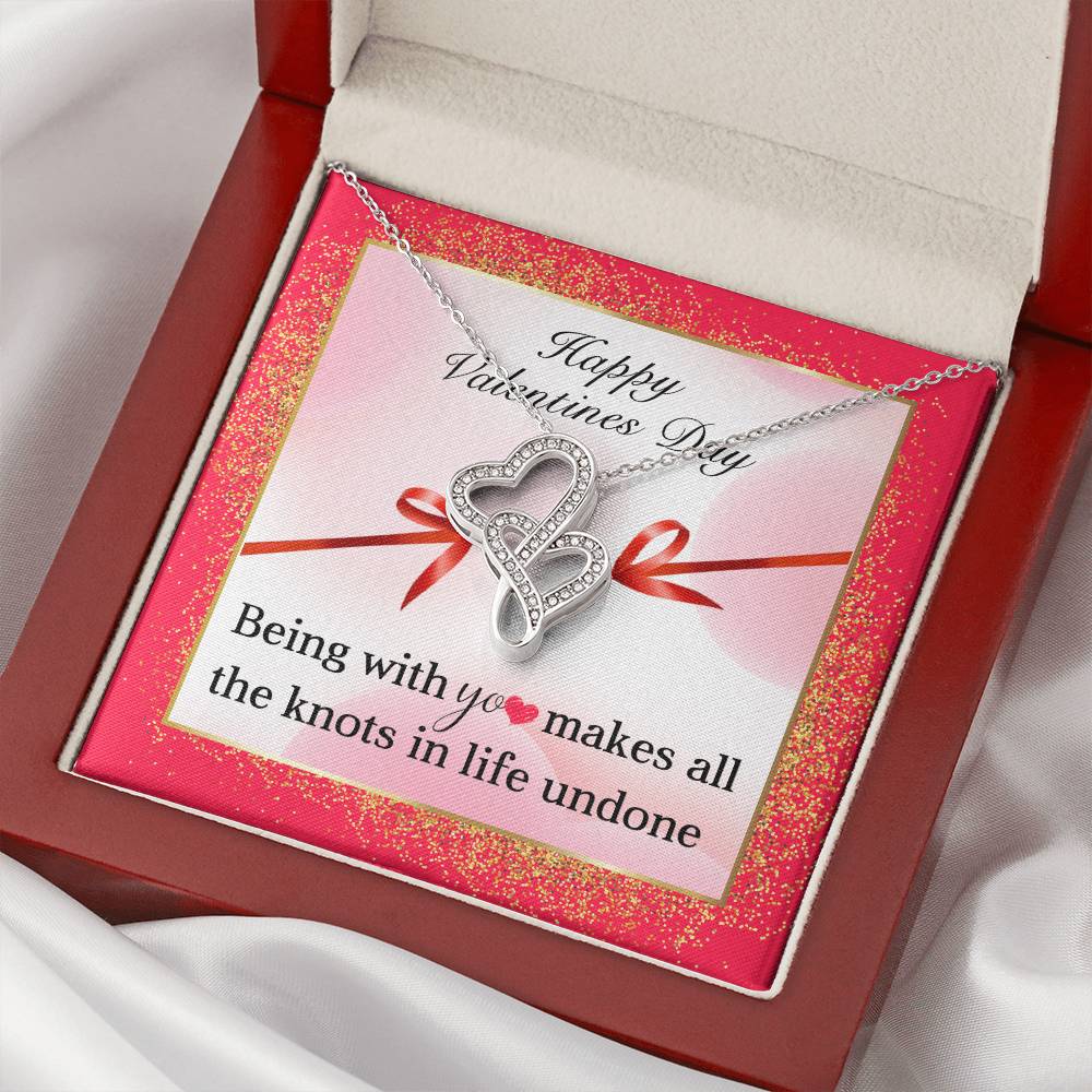 To My Valentine - Double Heart Necklace For Girlfriend Wife - Women Luxury Jewellery Double Hearts Necklace