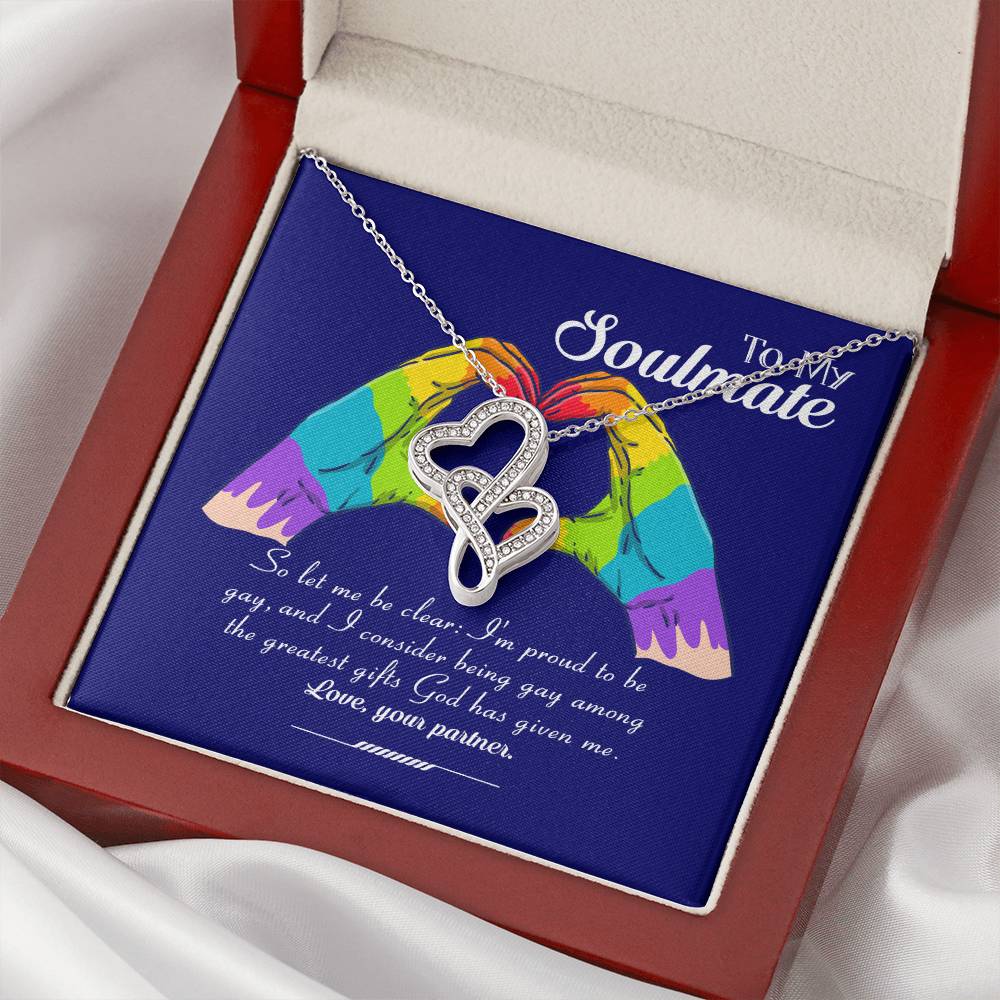 Pride Month Collection Lgbt Gay Lesbian Rainbow Pride Month Gift Double Hearts Necklace