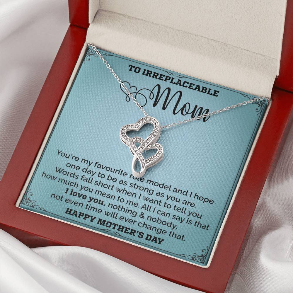 Mom Is My Favourite Role Modle - - Mothers Day Double Hearts Necklace