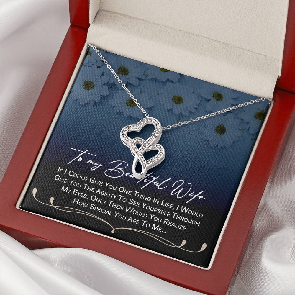 To My Beautiful Wife Necklace Anniversary Gift For Wife Birthday Gift For Wife Gift For Wife Necklace For Wife Gift F 3 Double Hearts Necklace