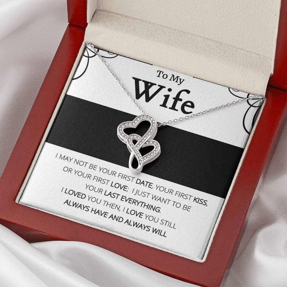 To My Wife - Always In Love Sparkling Double Hearts Necklace