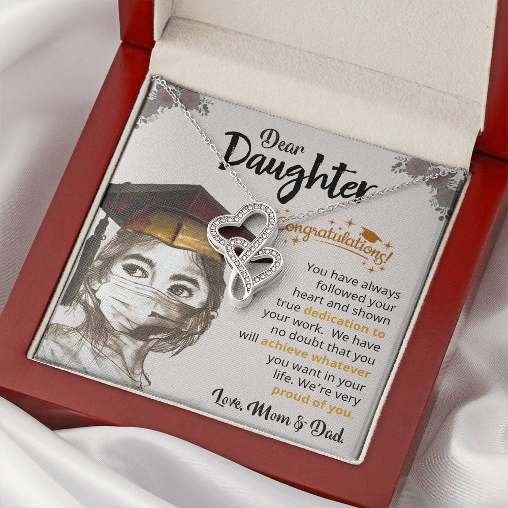 To My Daughter - - Gift For Daughter Double Hearts Necklace