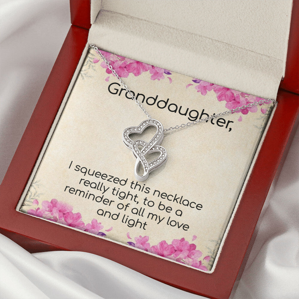 Granddaughter Love And Light Sparkling Stunning Gift Double Hearts Necklace