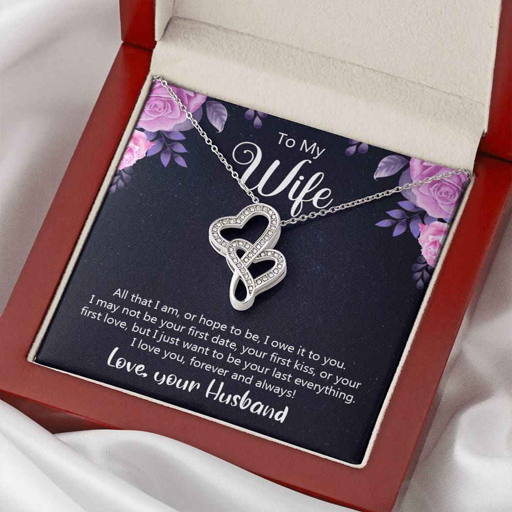 To My Wife - I Love You Forever And Always - Double Hearts Necklace