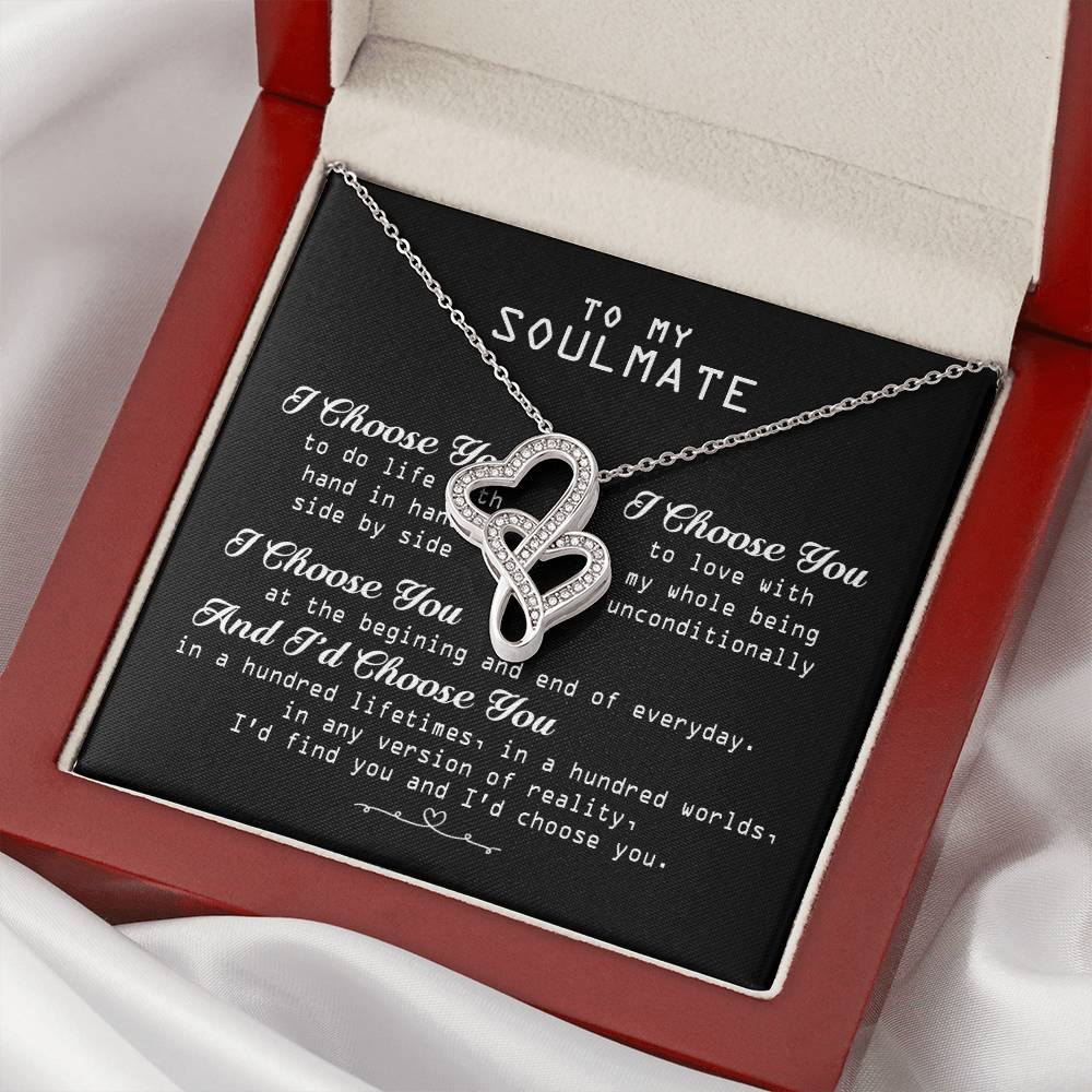 To My Soulmate Necklace Gift For Her Girlfriend Wife Gift Heart Necklace Soulmate Gift Anniversary Valentines Day Birt Double Hearts Necklace