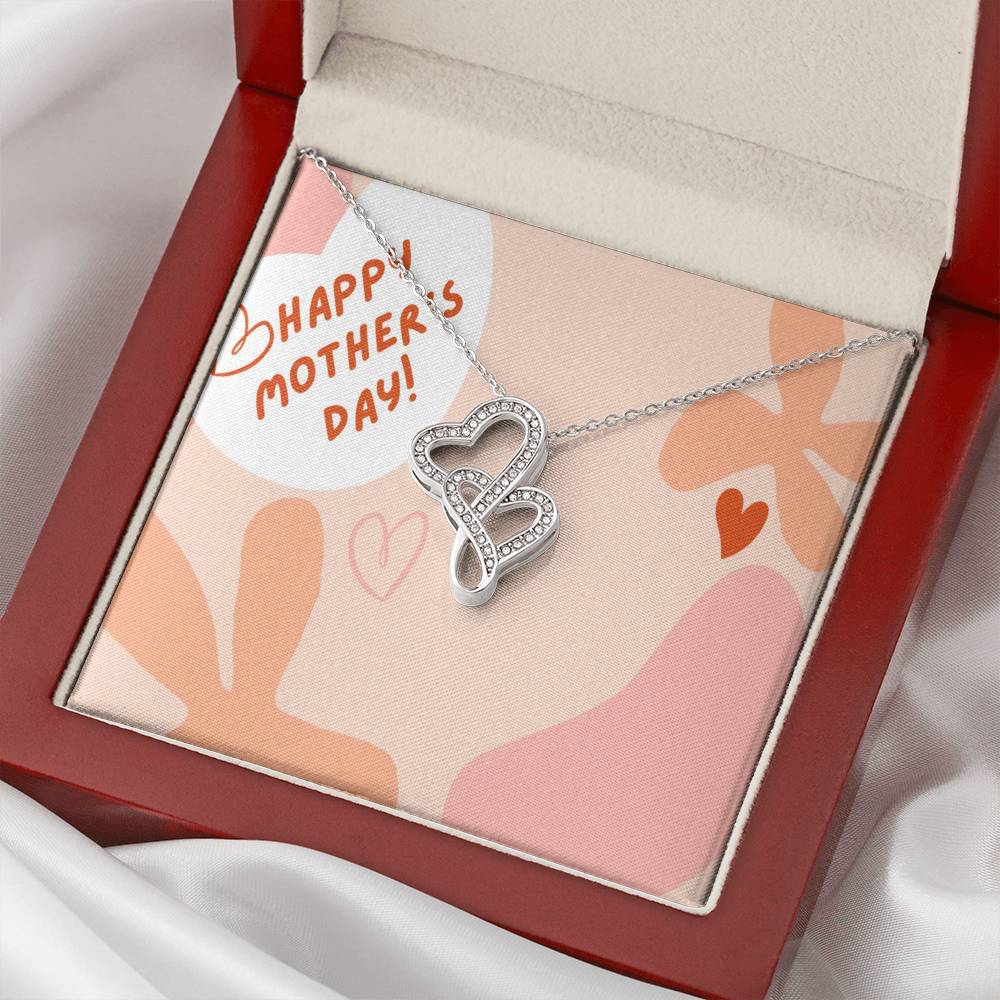 To My Lovely Mom Double Hearts Necklace