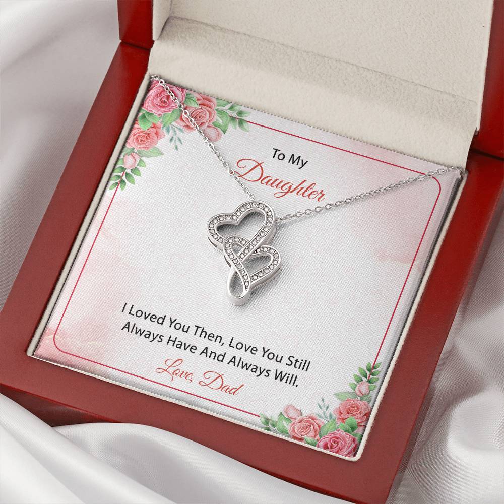 To My Daughter From Dad 3 Double Hearts Necklace