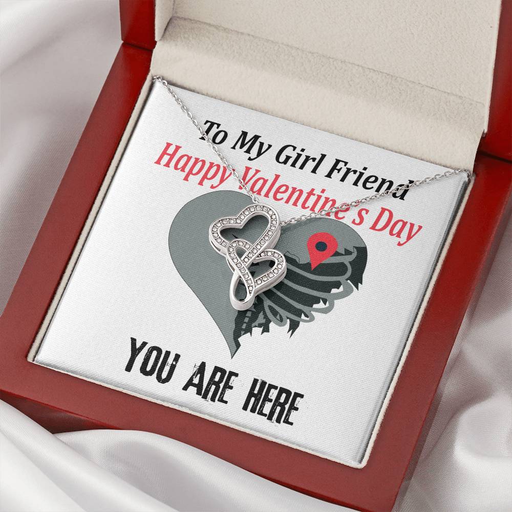 To My Girlfriend Necklace Valentine Gift With Romantic Message Card Sweetheart Gift For Wife Double Hearts Necklace