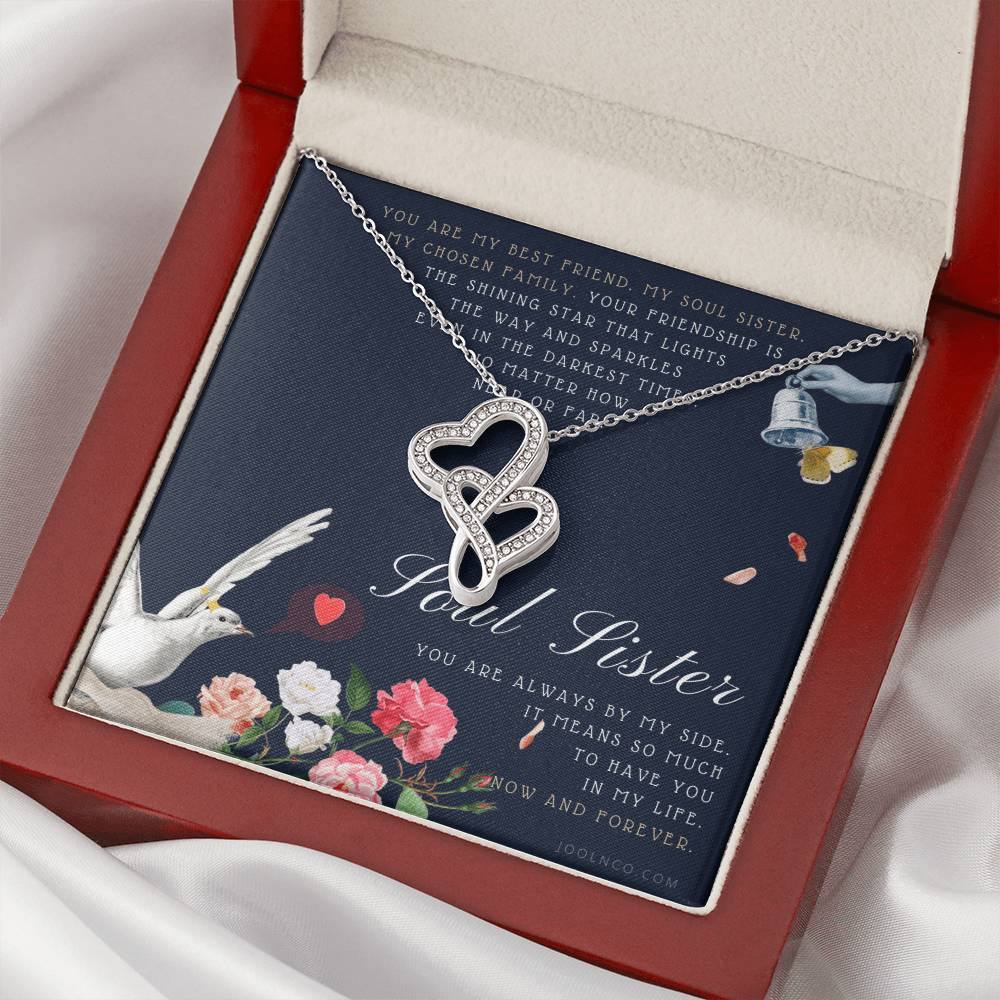 Soul Sister Necklace Unbiological Sister Jewelry Badass Sister Necklace Friendship Heart Necklace Birthday Gradua Double Hearts Necklace