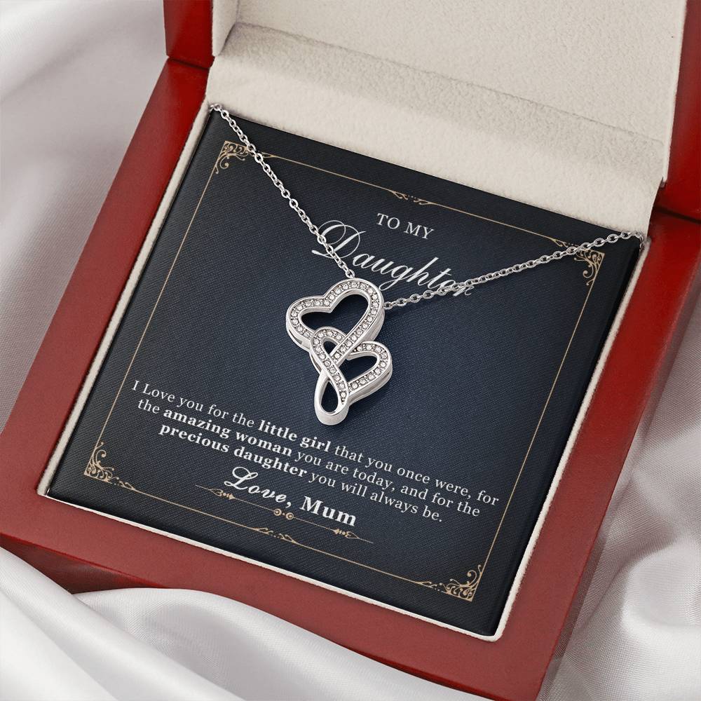 To My Daughter - 4 Double Hearts Necklace