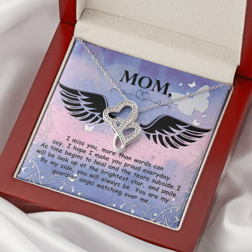 Mom - I Miss You More Than Words Can Say - Double Hearts Necklace