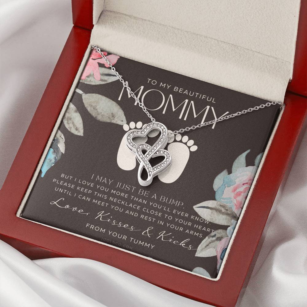 Baby Shower Gift New Mommy Necklace Pregnant Wife Gift I May Just Be A Bump But I Love You To Mummy From Bump To Double Hearts Necklace