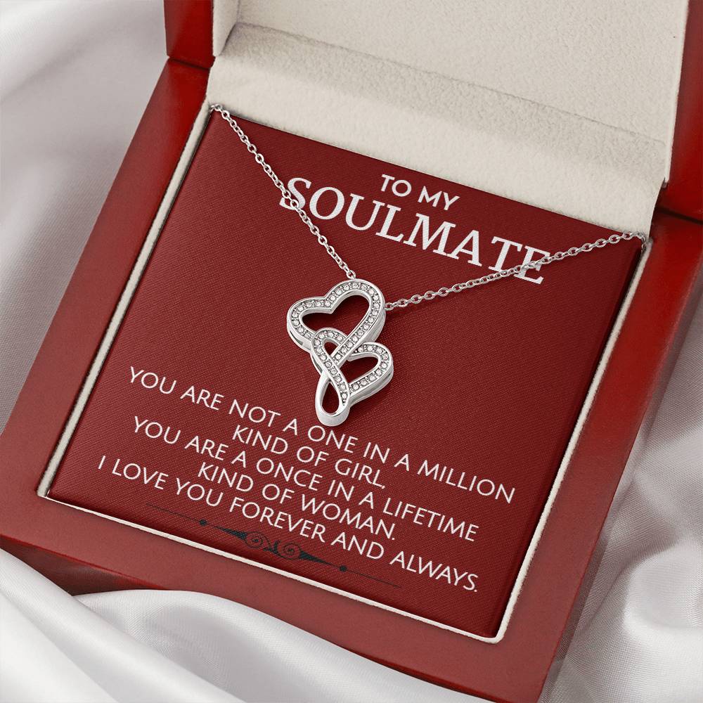 To My Soulmate - Once In A Lifetime Sparkling Double Hearts Necklace