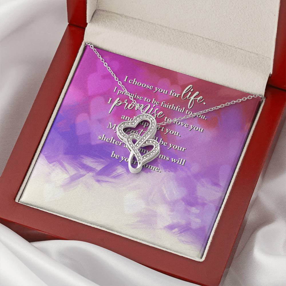 I Choose You For Life - Double Hearts Necklace