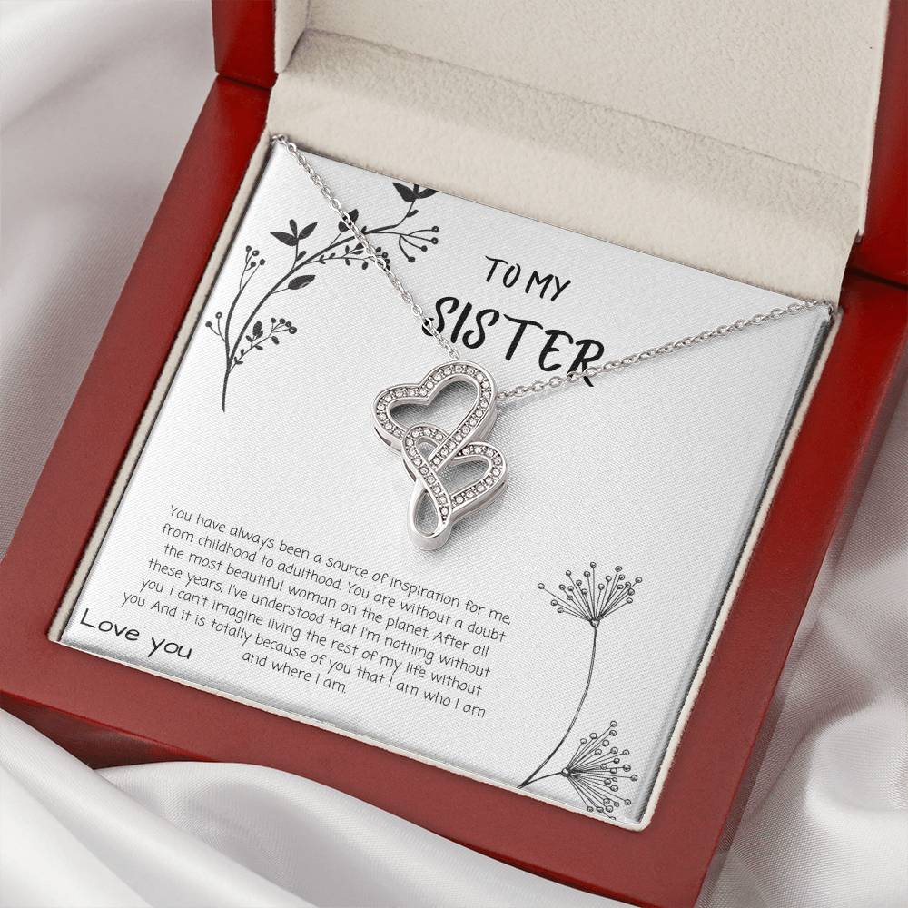 To My Sister I Love You Necklace Double Hearts Necklace