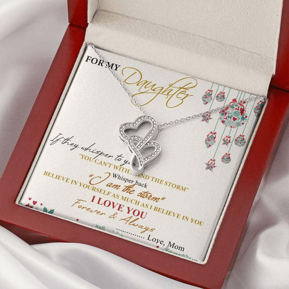 To My Daughter Necklace - Mom To Daughter Double Heart Necklace Gift - Mom And Daughter Always Remember Gift From Mom 2 Double Hearts Necklace