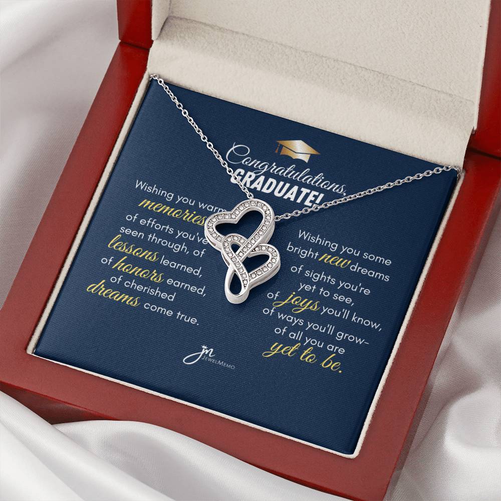 Graduation Gift For Daughter - Class Of 2022 Necklace - Class Of 2022 Necklace Jewelry Gift - Graduation Gift For Daug Double Hearts Necklace