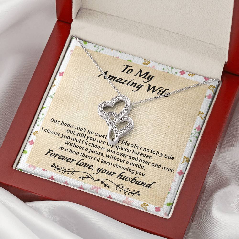 To My Amazing Wife Necklace - Gift For Wife - Still Choose You - Forever Love Necklace - To My Wife Necklace Gift Ann Double Hearts Necklace