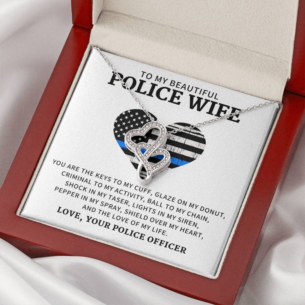 To My Police Wife Police Wife Necklace Police Wife Jewelry Gift Police Wife Christmas Gift - Th Double Hearts Necklace