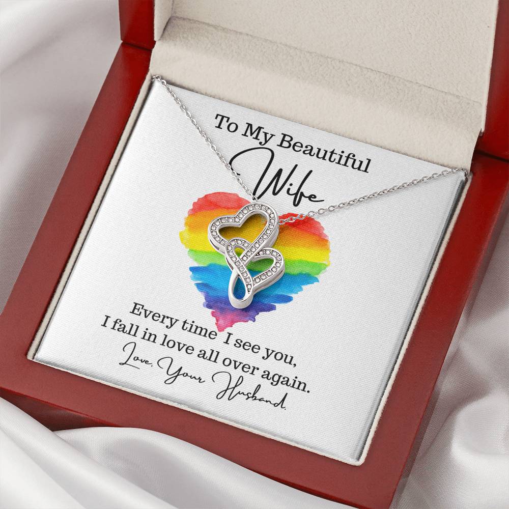 Husband To Wife - Necklace For Gift 4 Double Hearts Necklace