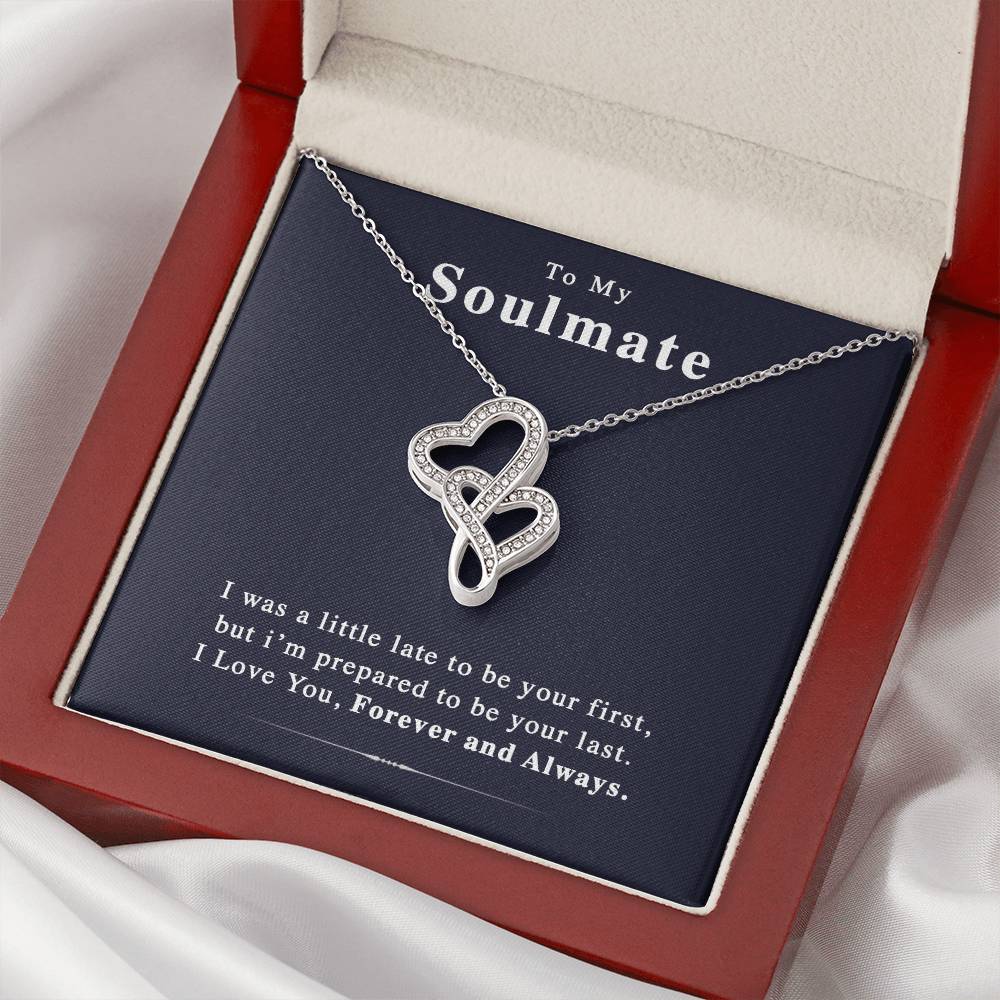 To My Soulmate - - The Perfect Gift For The Holidays Double Hearts Necklace
