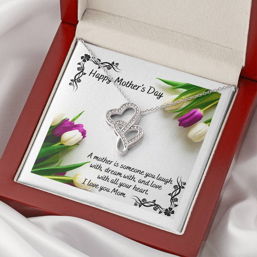 Happy Mother's Day 1 Double Hearts Necklace