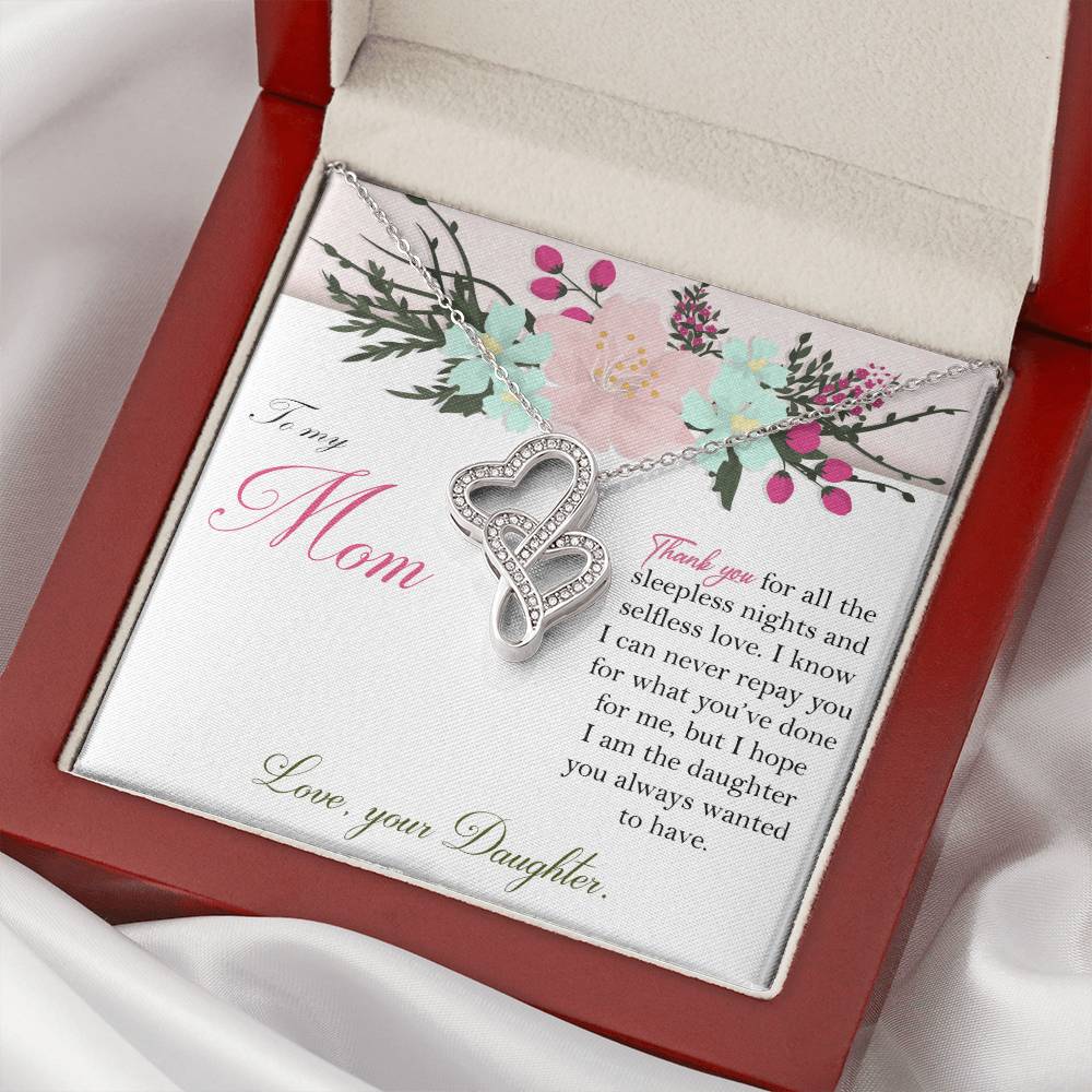 To My Mom - - Gift For Mother Double Hearts Necklace