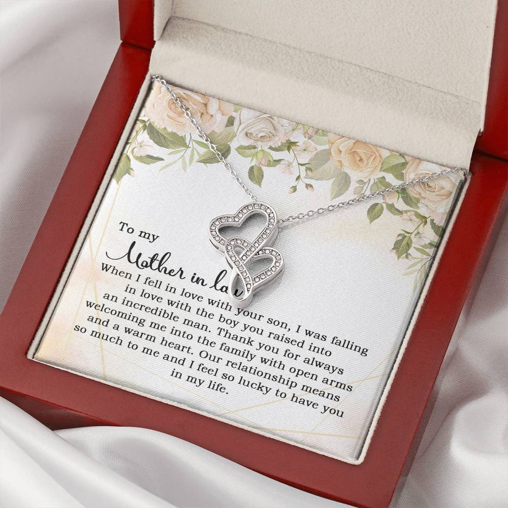 To My Mother In Law When I Fell In Love With Your Son Double Hearts Necklace