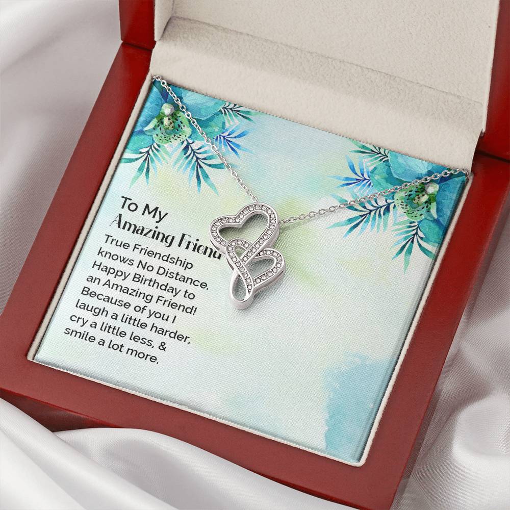 To My Amazing Friend - Double Hearts Necklace