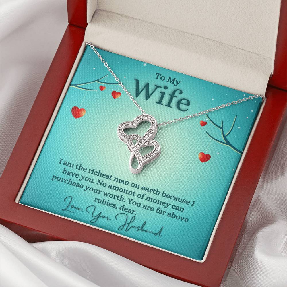 Husband To Wife - Necklace For Gift Double Hearts Necklace