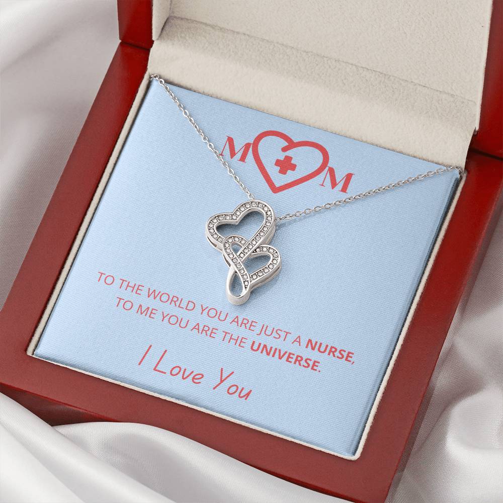 My Nurse Mom I Love You - Necklace Double Hearts Necklace