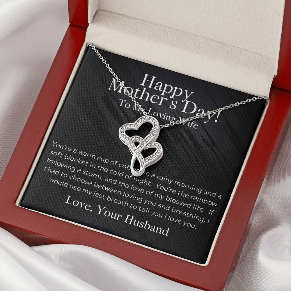 To My Loving Wife Mother's Day Necklace - Perfect Wife And Mom Mother's Day Necklace - To My Amazing Wife Gifts - Amaz Double Hearts Necklace