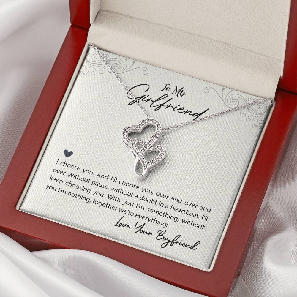 Without You I'm Nothing Together We're Everything Double Hearts Necklace