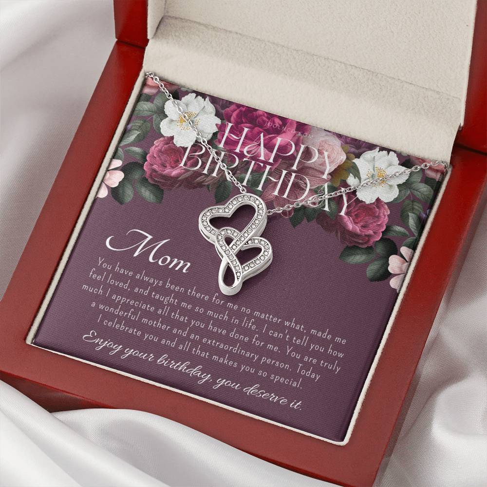 Mother's Birthday Gift Necklace For Mom's Birthday Elegant Gift For Mom From Daughter & Son Best Mom Gift Message C Double Hearts Necklace
