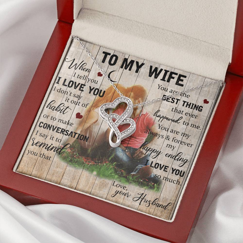 To My Wife Necklace Last Minute Birthday Gift Deep Love Messages For Wife Romantic Wife Gift Husband To Wife Necklace 1 Double Hearts Necklace